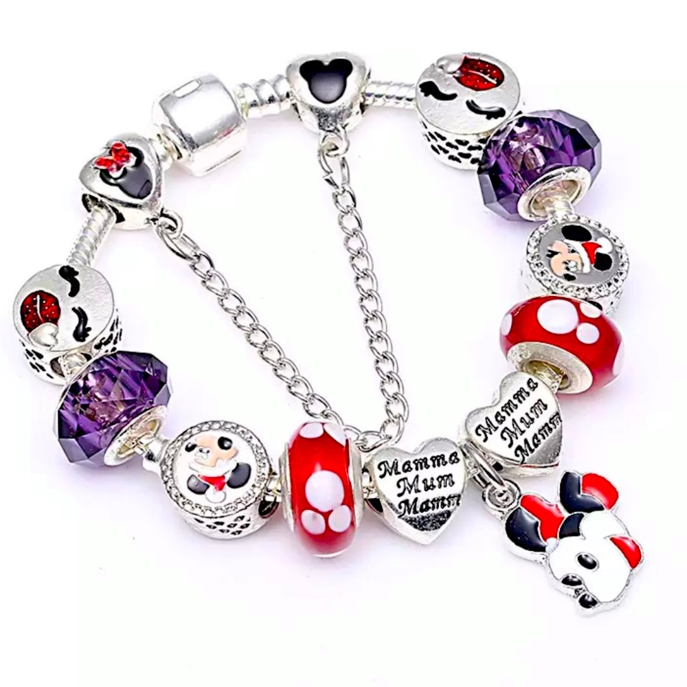 New Disney 925 Silver Mickey Mouse Charm Bracelet